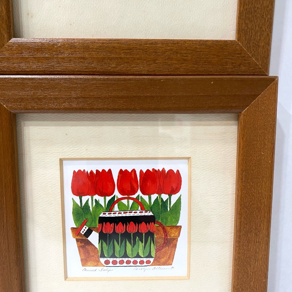 Frames- Wall Art set of 4 “Watering pot Flowers” watercolor art pictures. 6”X6”. - Picture 7 of 7
